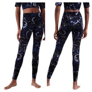 NWT Athleta Elation Velvet Tight S High Rise Black Plum Lavender Paisley